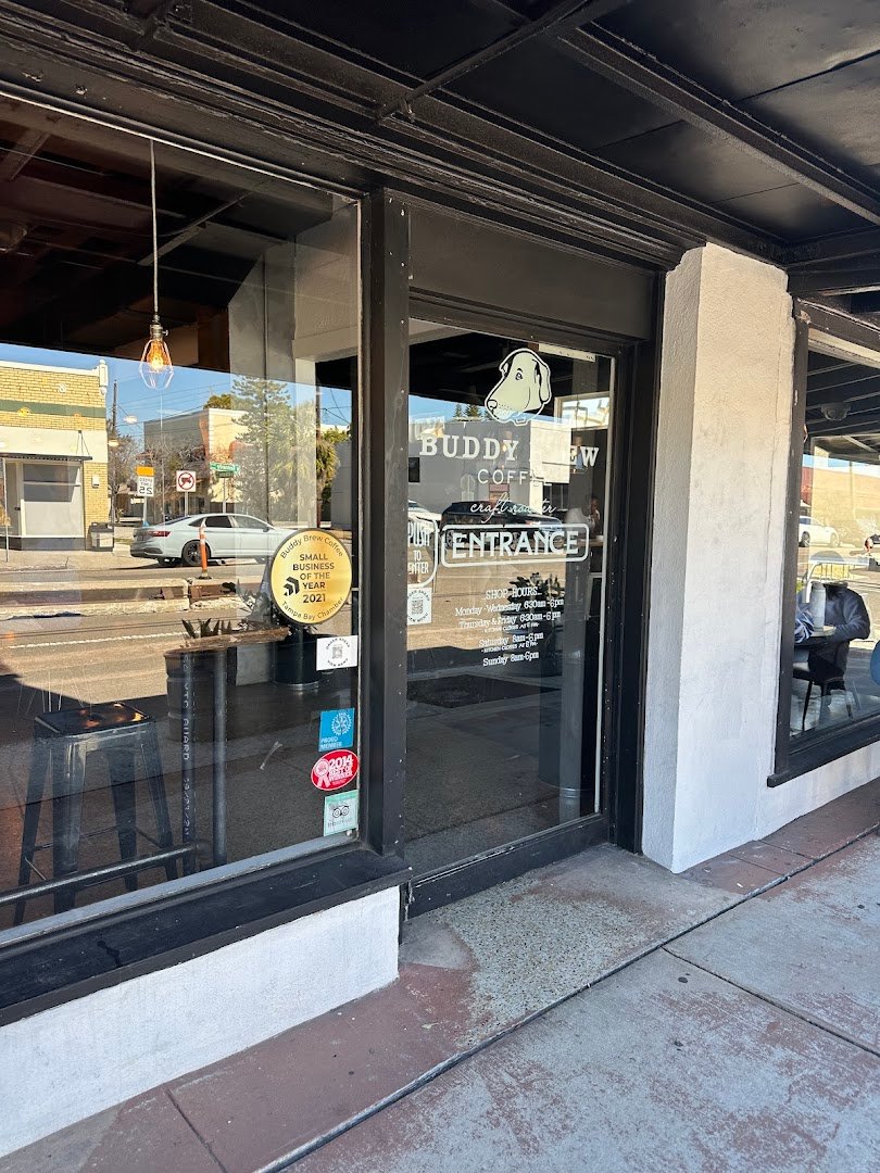 Storefront of Buddy Brew Coffee, specialty coffee shop in Tampa-St. Petersburg
