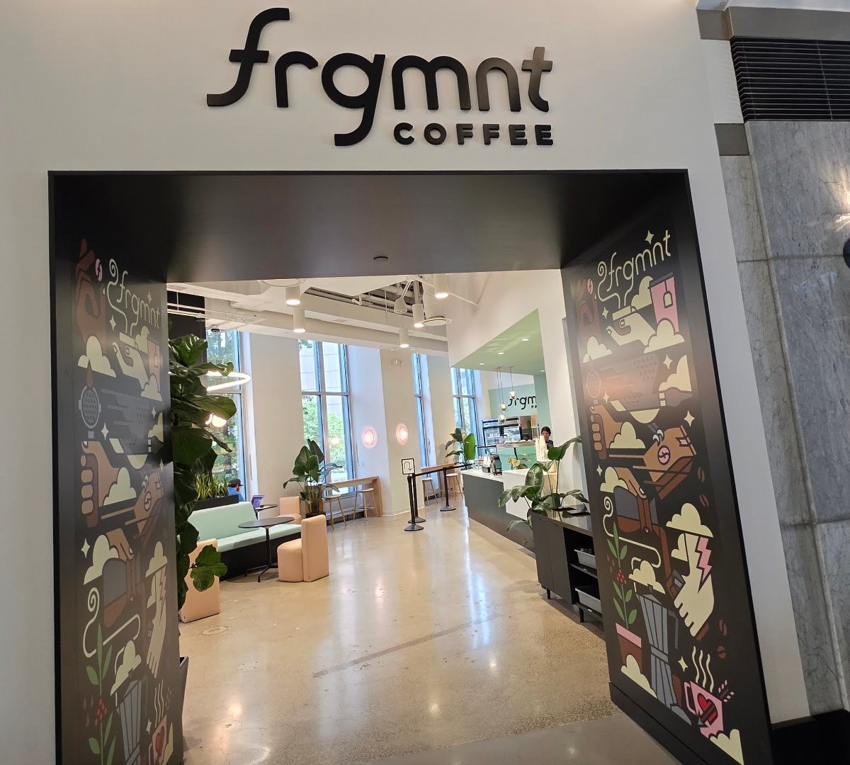 Storefront of FRGMNT Coffee - Skyway, specialty coffee shop in Minneapolis