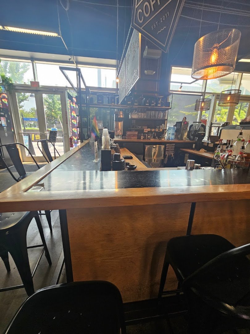 Interior of Not Just Coffee, specialty coffee shop in Charlotte