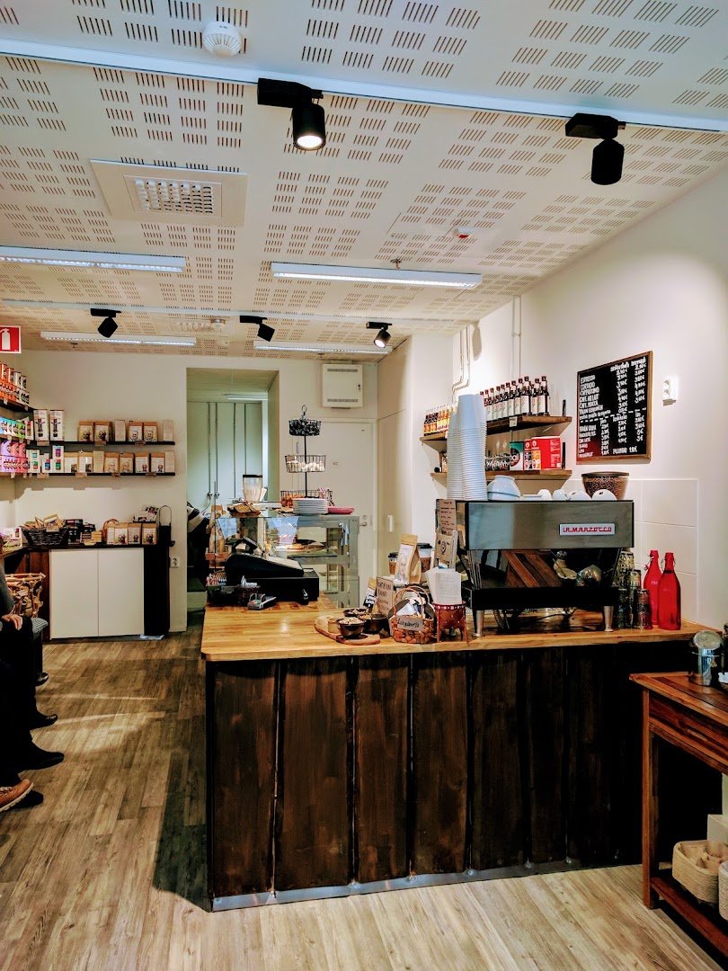 Interior of Kahvi Charlotta, specialty coffee shop in Helsinki
