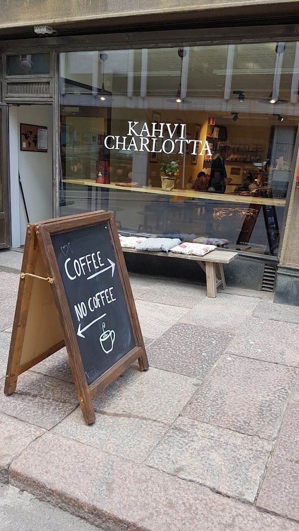 Storefront of Kahvi Charlotta, specialty coffee shop in Helsinki
