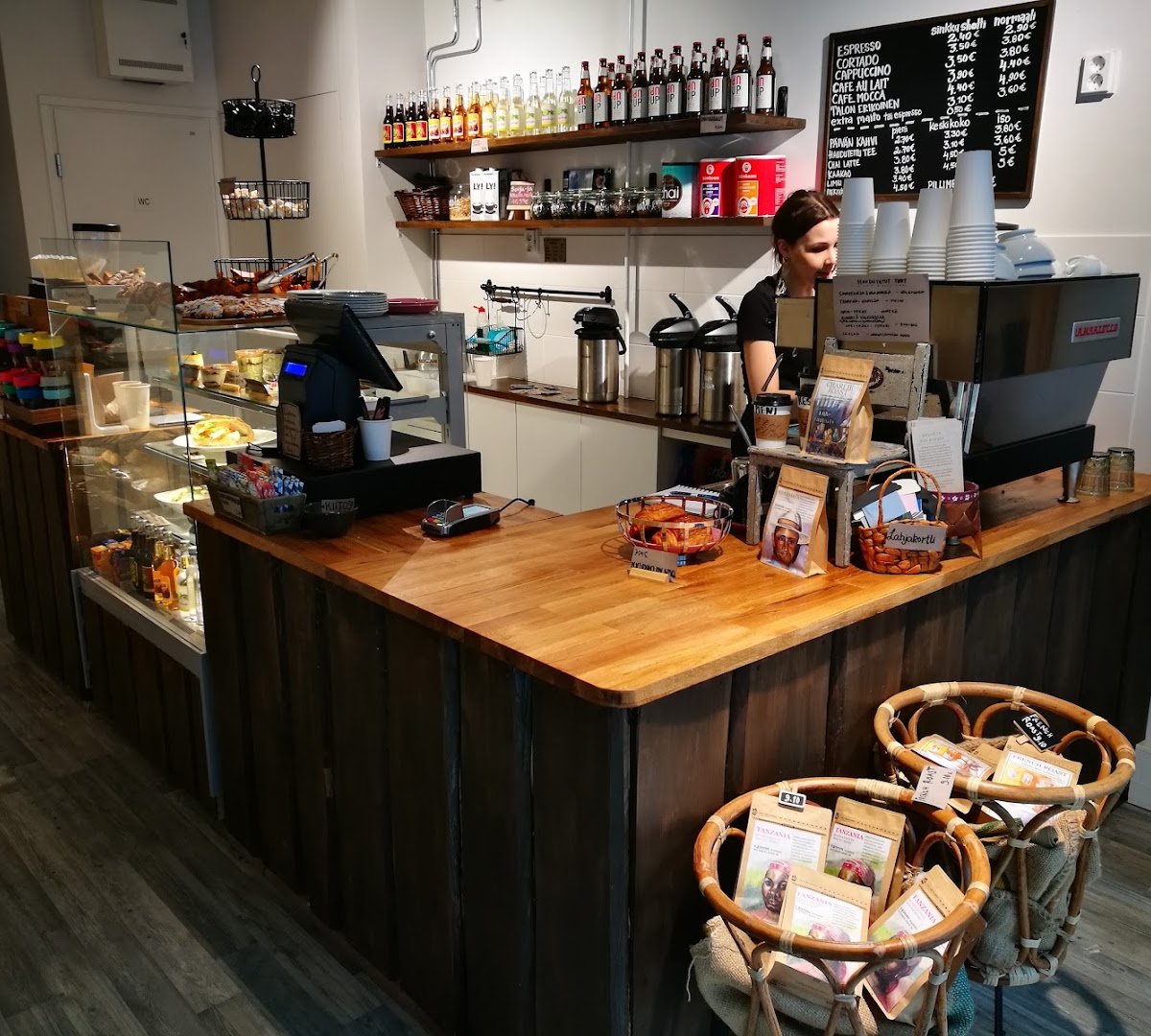 Interior of Kahvi Charlotta, specialty coffee shop in Helsinki
