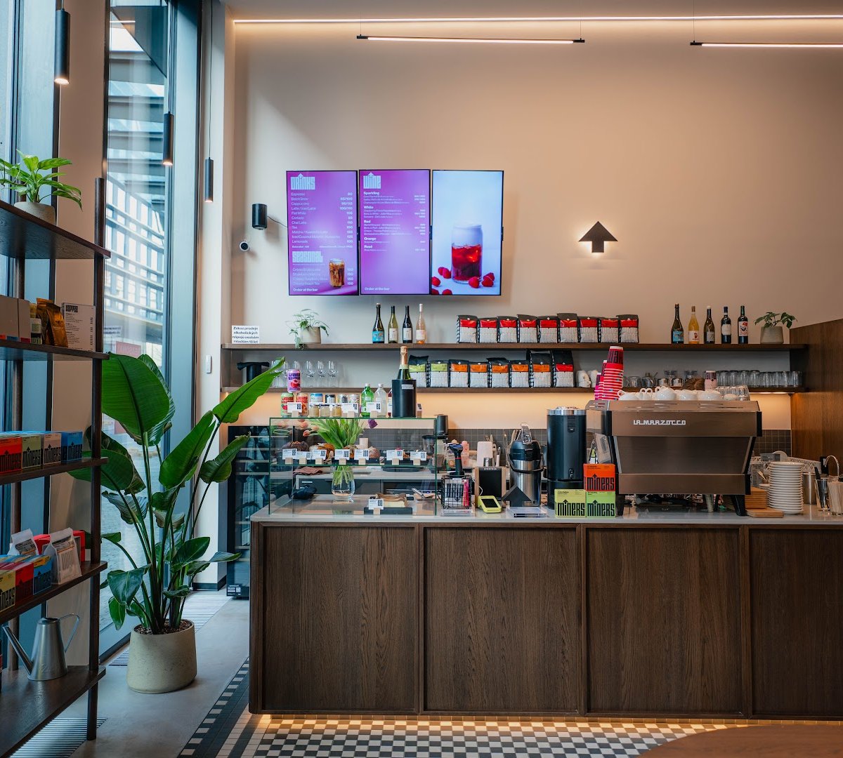 Interior of The Miners Coffee Florentinum, specialty coffee shop in Prague
