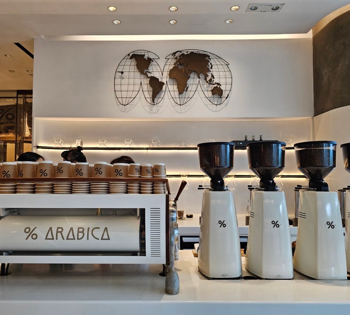 Interior of % Arabica, specialty coffee shop in Hong Kong