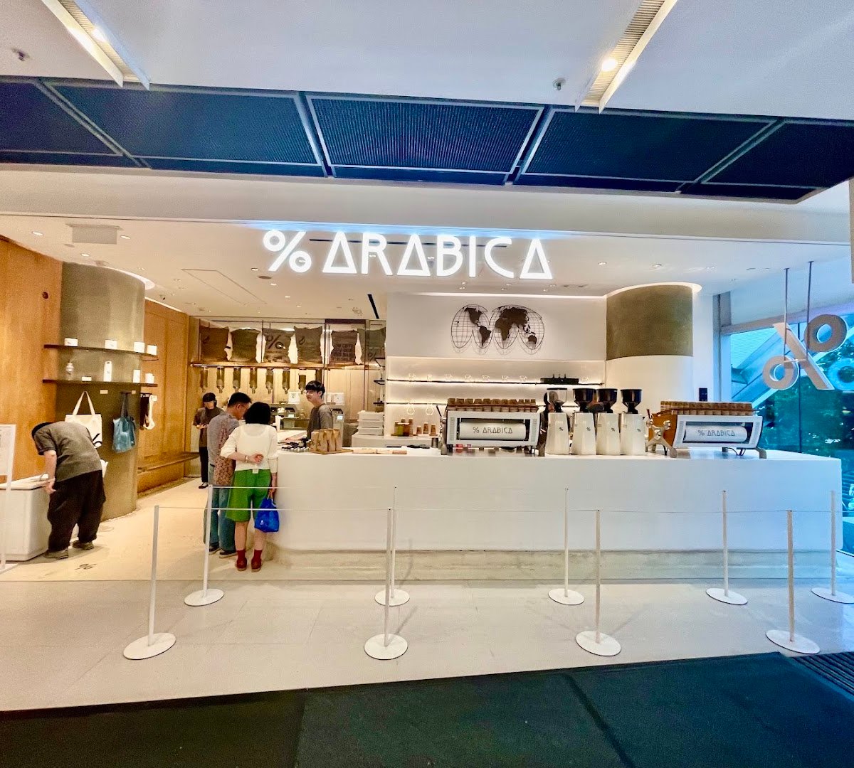 Storefront of % Arabica, specialty coffee shop in Hong Kong