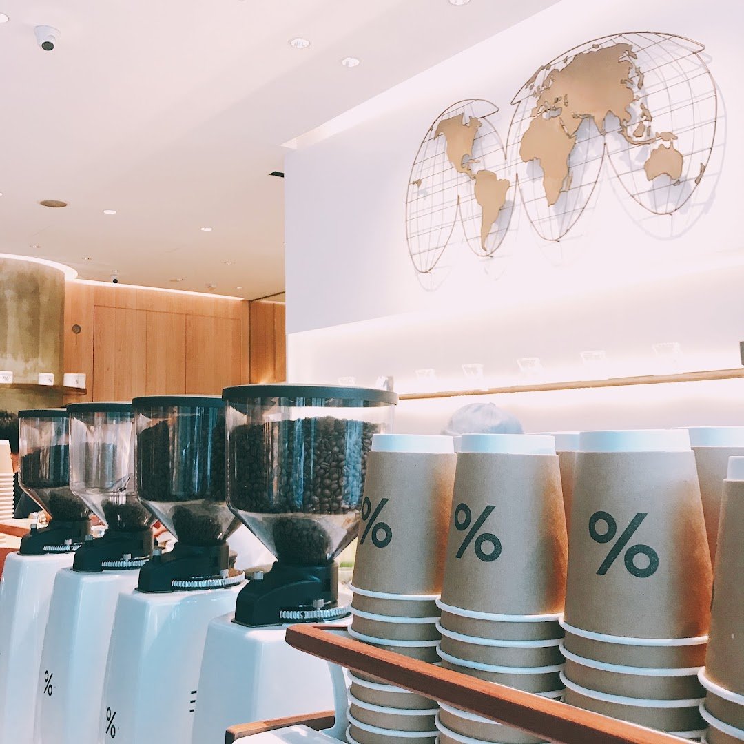 Interior of % Arabica, specialty coffee shop in Hong Kong