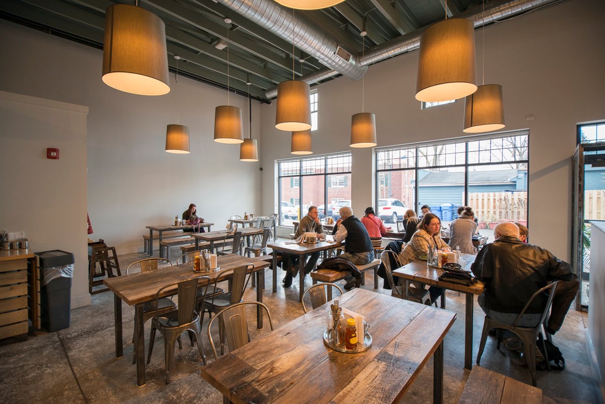 Interior of Village Bakery & Cafe, specialty coffee shop in Rochester