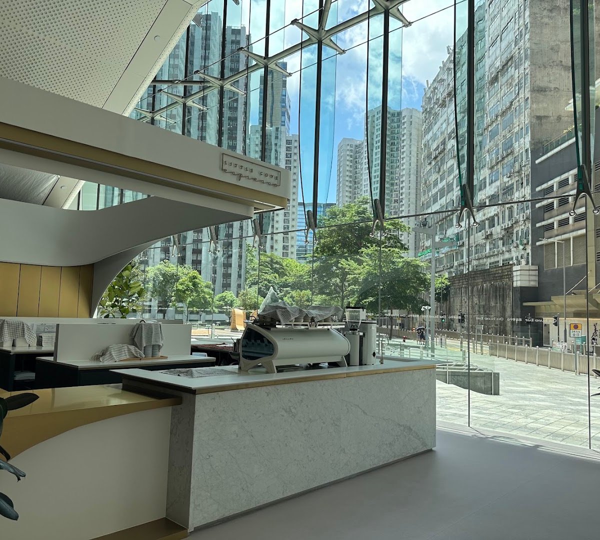 Interior of Little Cove Espresso, specialty coffee shop in Hong Kong