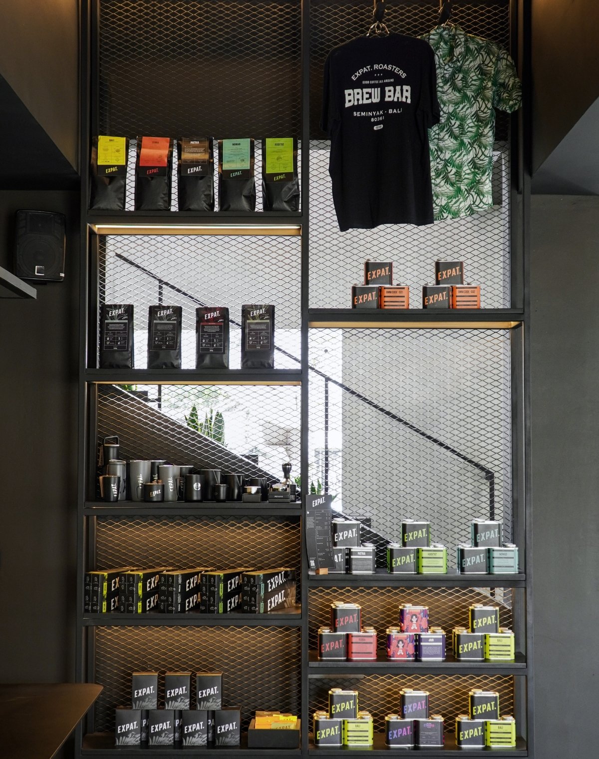 Interior of Expat. Roasters Uluwatu, specialty coffee shop in Bali