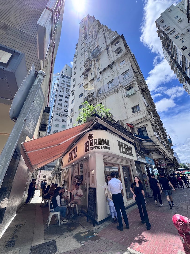 Storefront of 18 Grams, specialty coffee shop in Hong Kong