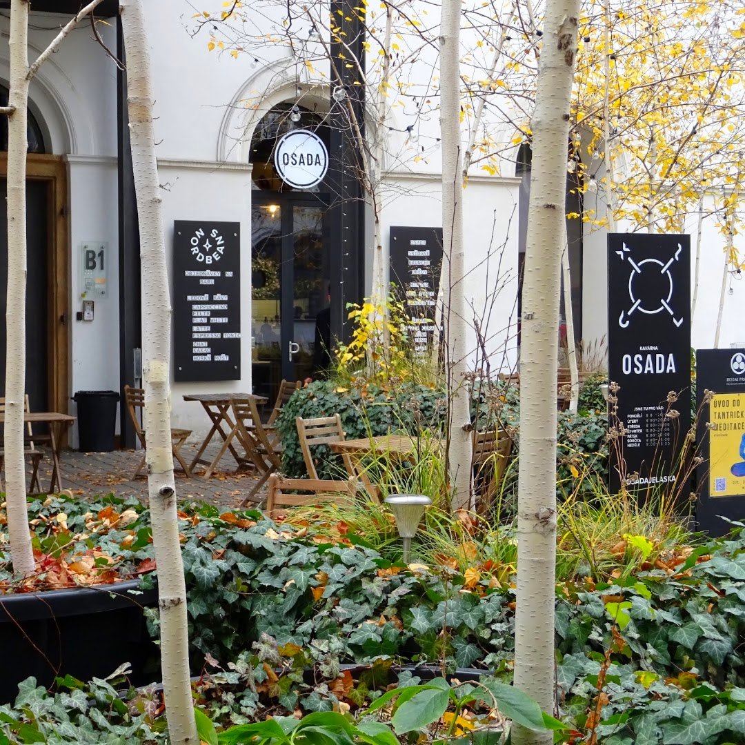 Storefront of Osada, specialty coffee shop in Prague