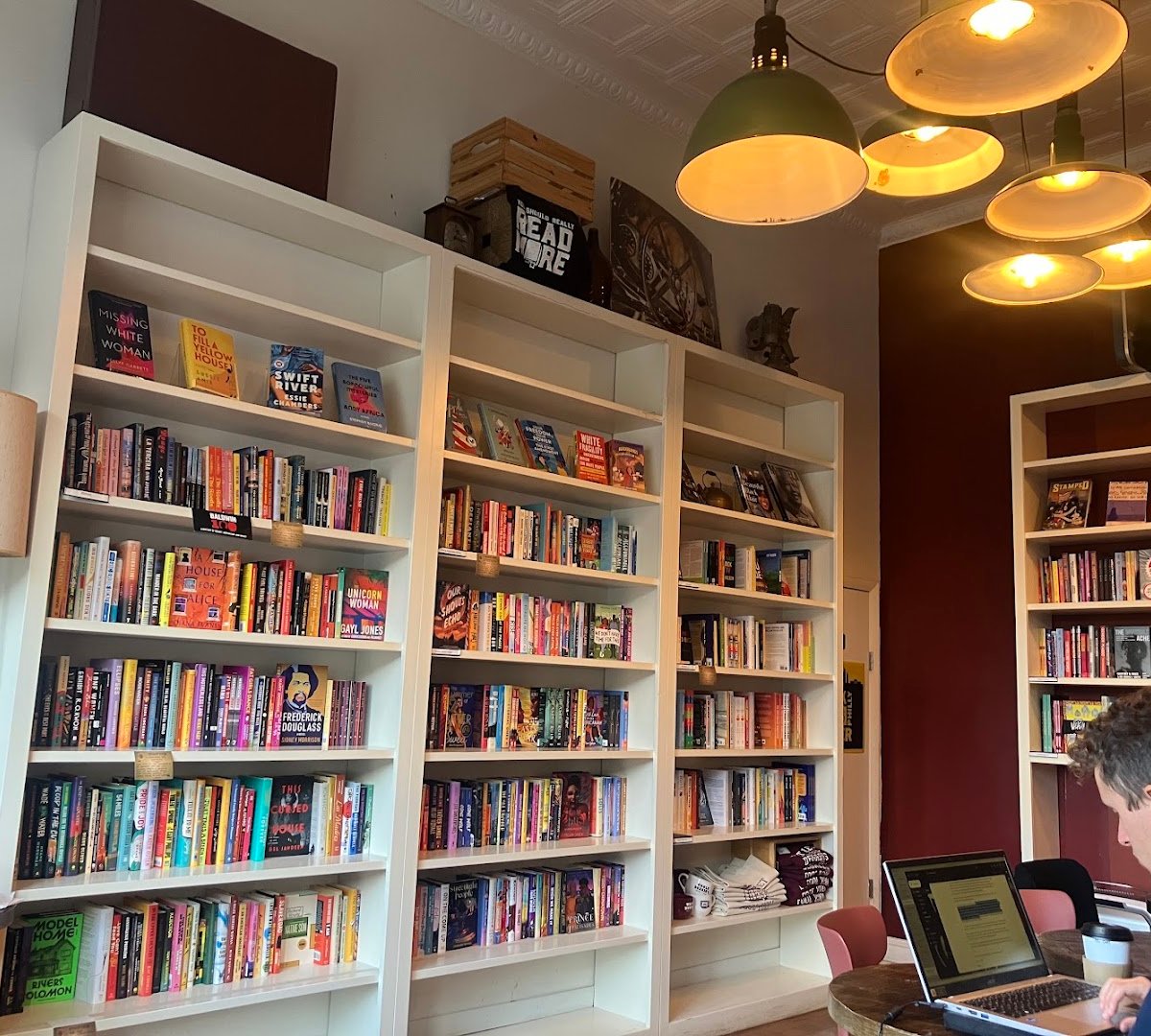 Interior of Uncle Bobbie's Coffee & Books, specialty coffee shop in Philadelphia