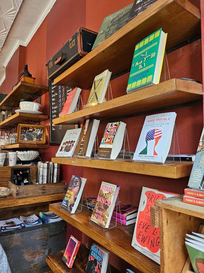 Interior of Uncle Bobbie's Coffee & Books, specialty coffee shop in Philadelphia