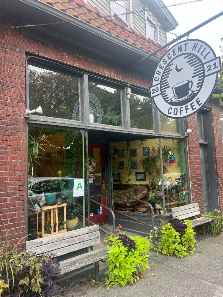 Storefront of Crescent Hill Coffee, specialty coffee shop in Louisville