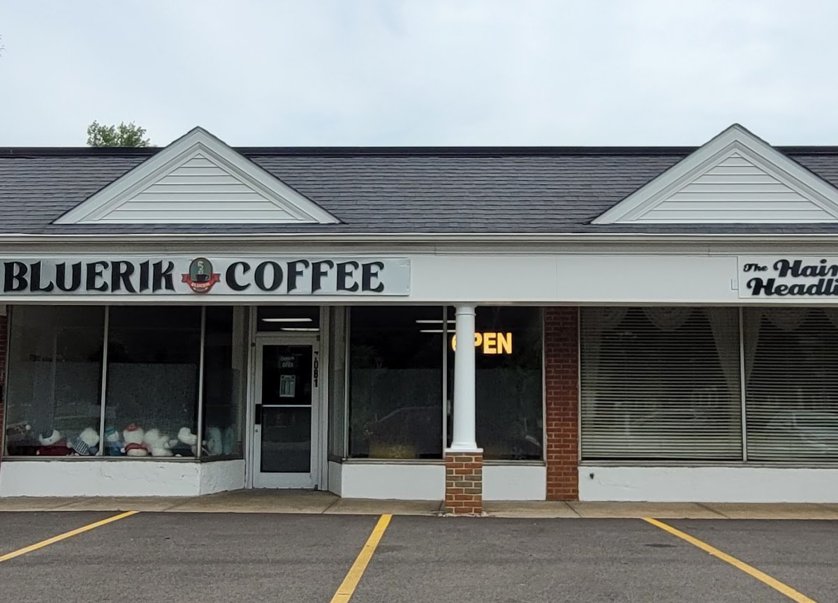 Storefront of Bluerik Coffee, specialty coffee shop in Cleveland