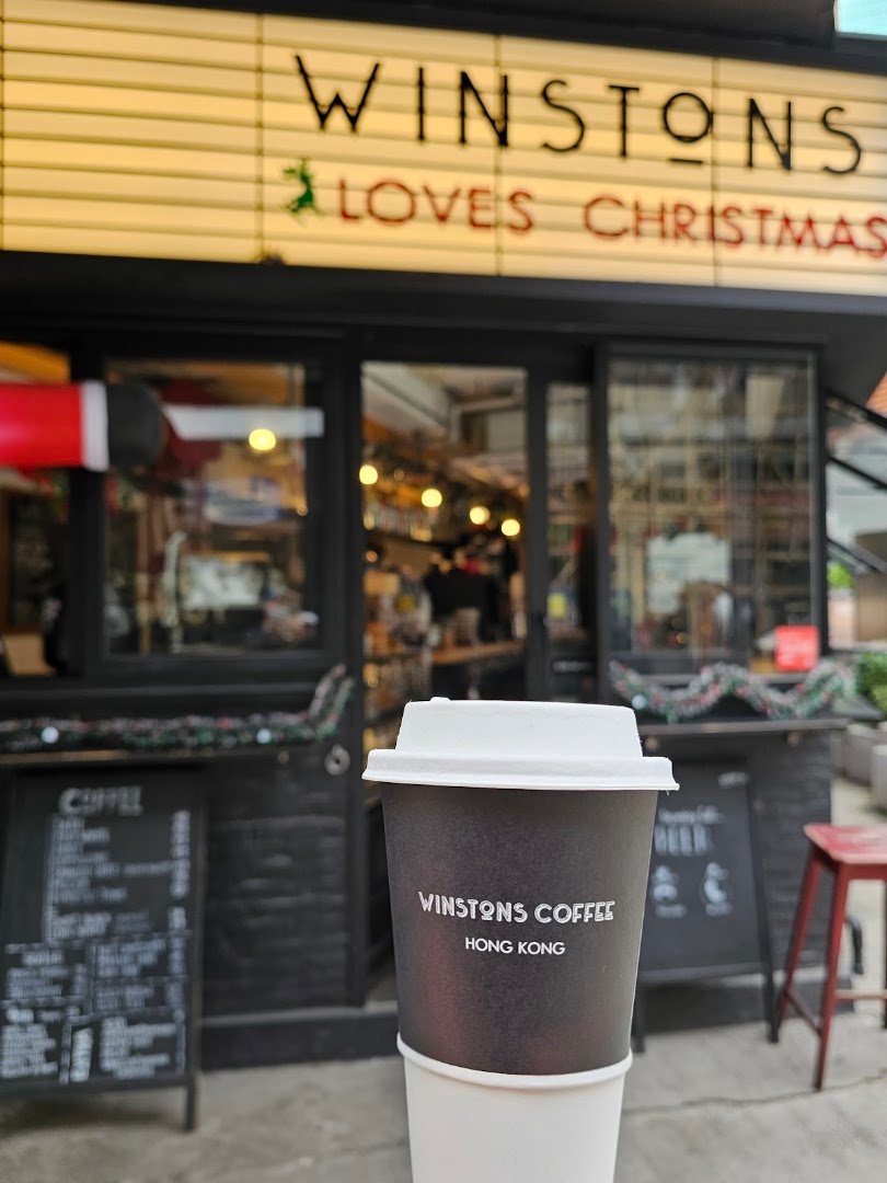 Storefront of Winstons Coffee, specialty coffee shop in Hong Kong