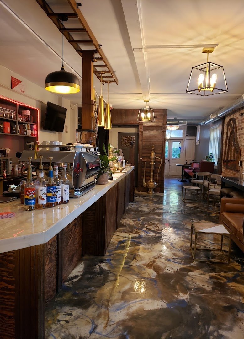 Interior of Red Door Cafe, specialty coffee shop in Indianapolis