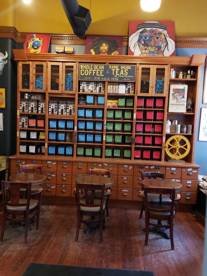 Interior of Java's Cafe, specialty coffee shop in Rochester
