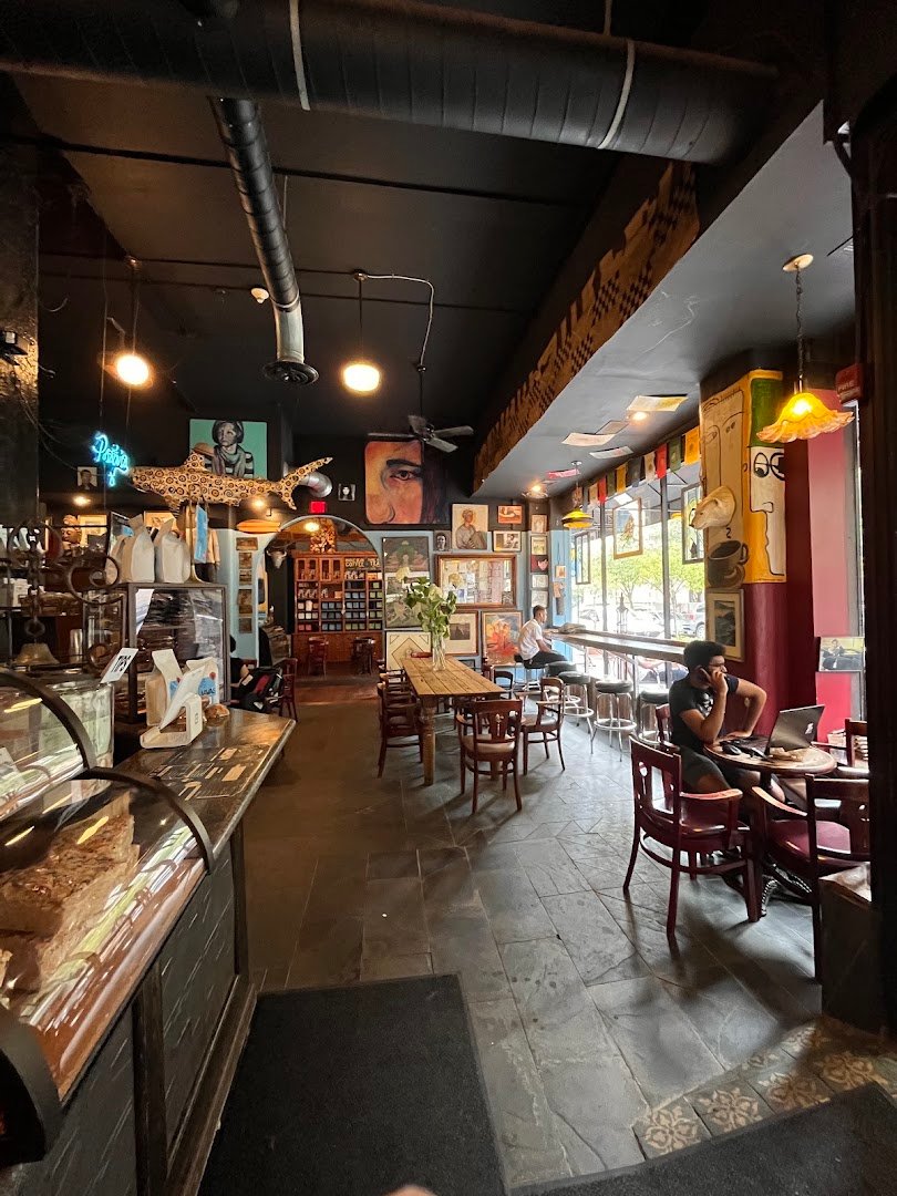 Interior of Java's Cafe, specialty coffee shop in Rochester