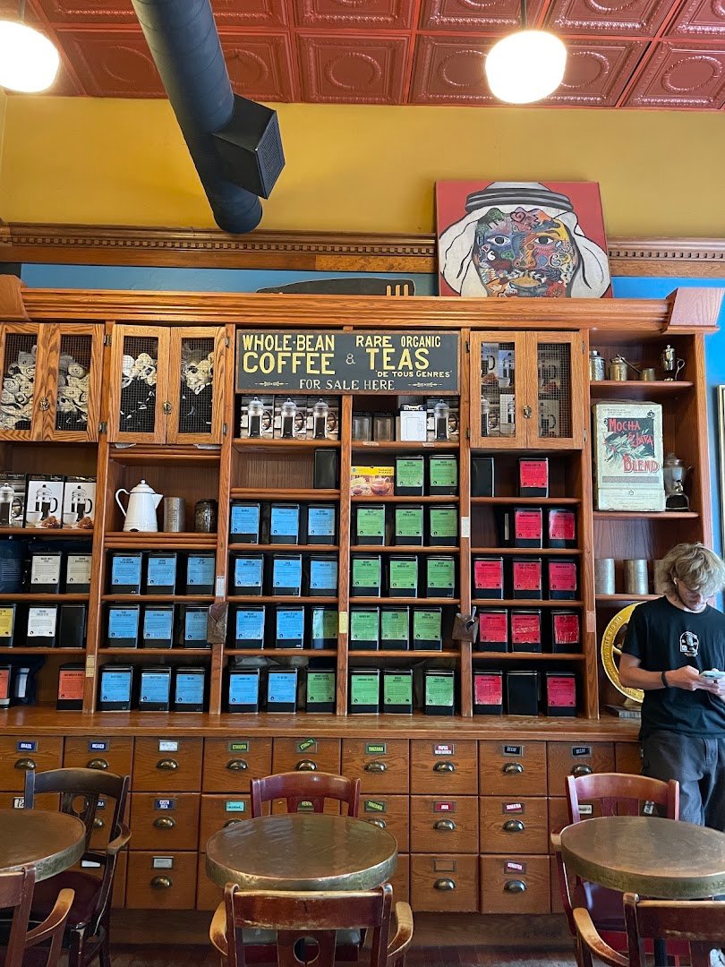 Interior of Java's Cafe, specialty coffee shop in Rochester