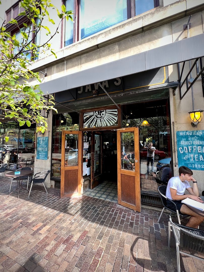 Storefront of Java's Cafe, specialty coffee shop in Rochester