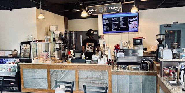 Interior of Ithaca Coffee Company, specialty coffee shop in Ithaca