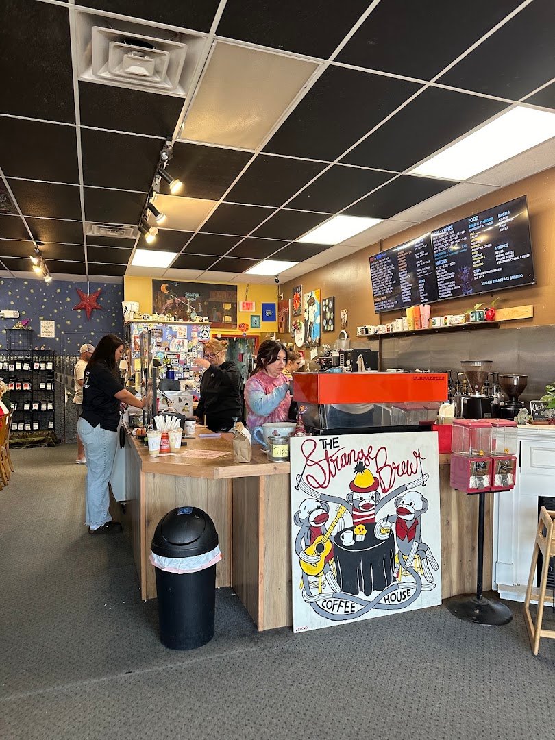 Interior of Strange Brew, specialty coffee shop in Indianapolis