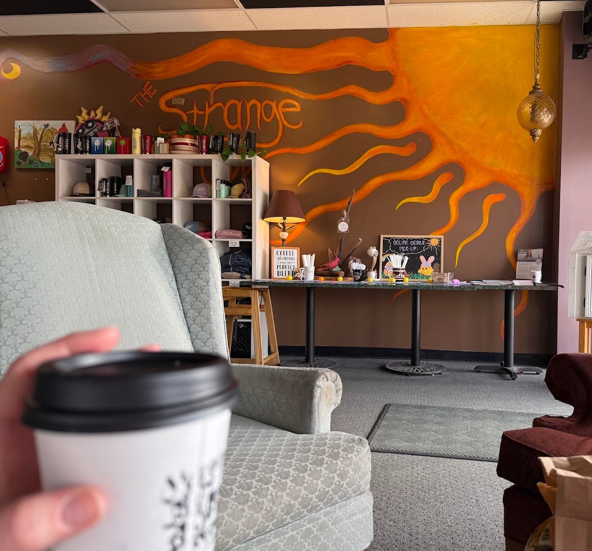 Interior of Strange Brew, specialty coffee shop in Indianapolis