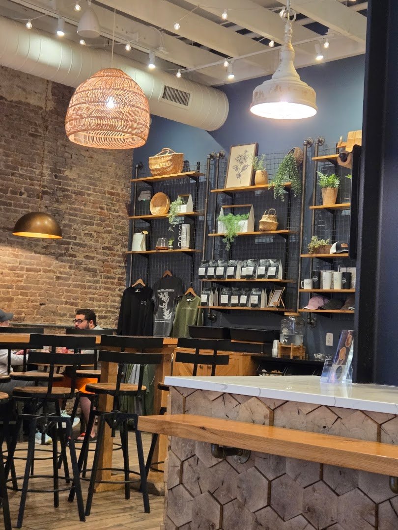 Interior of New Holland Coffee Company, specialty coffee shop in Lancaster