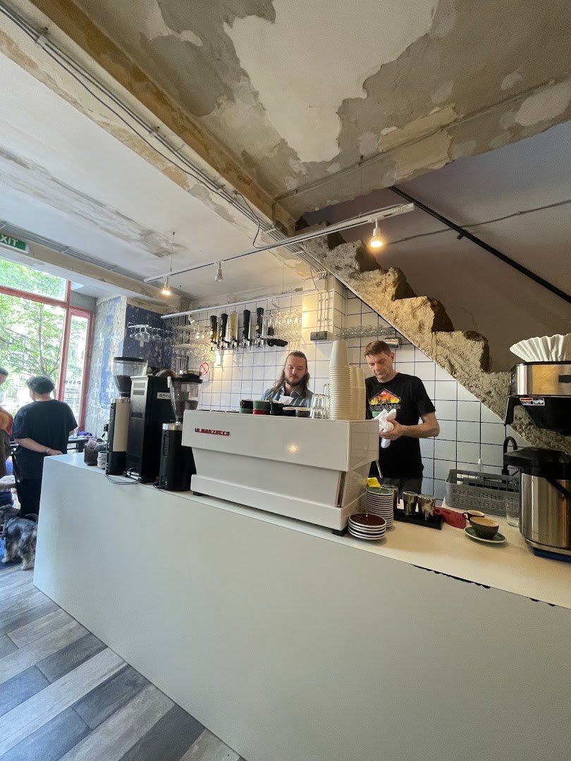 Interior of D59B, specialty coffee shop in Belgrade