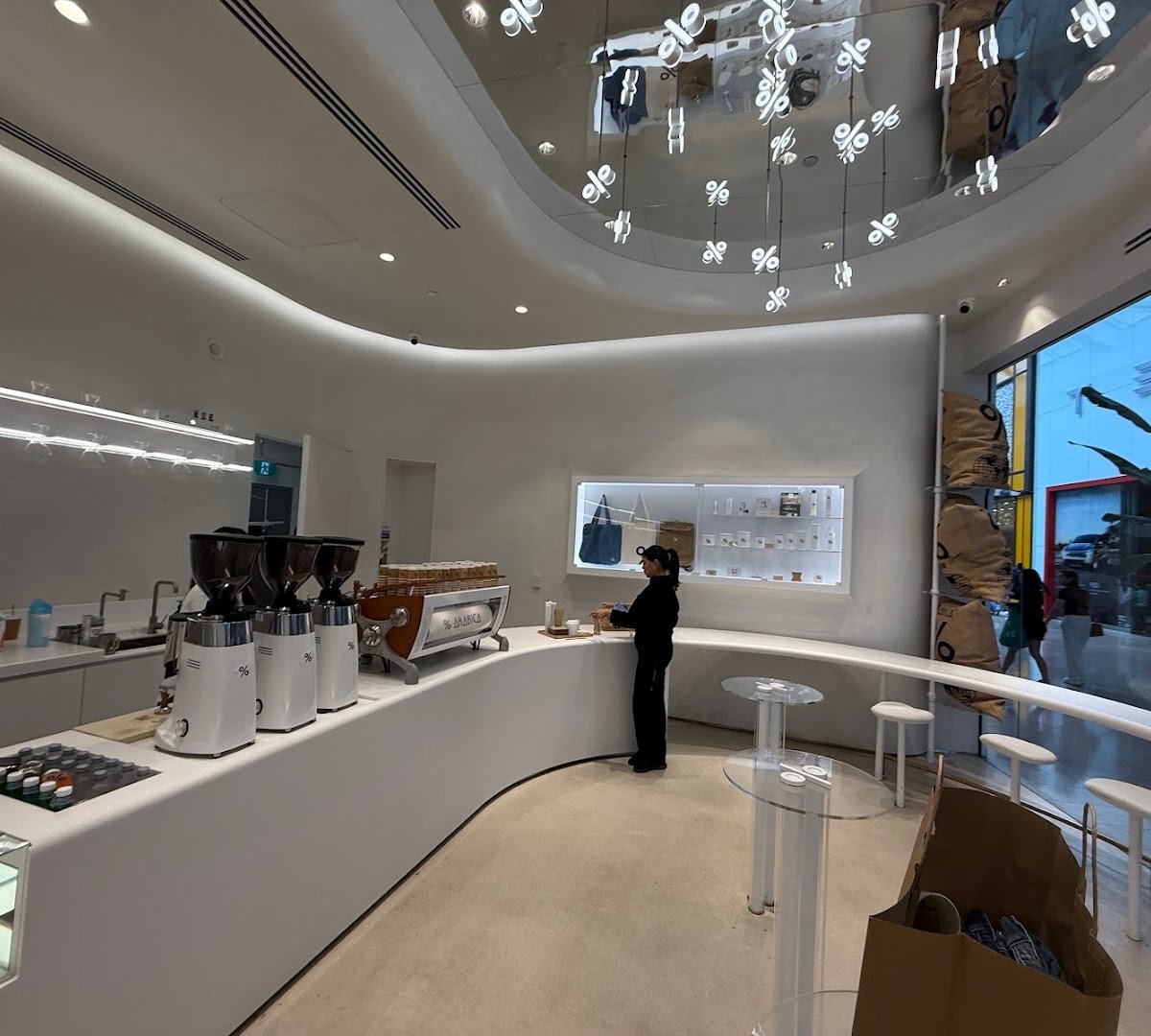 Interior of % Arabica Toronto Sherway Gardens, specialty coffee shop in Toronto