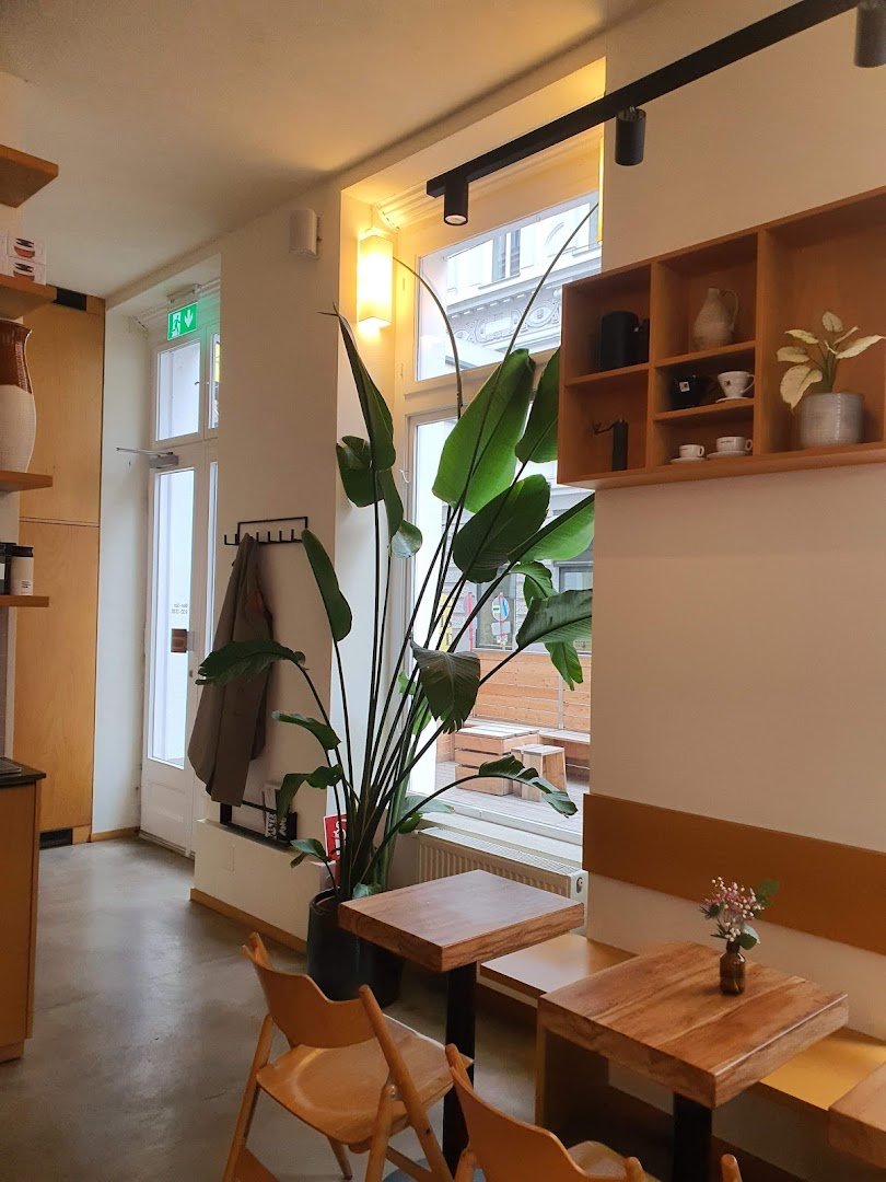 Interior of Jonas Reindl Coffee Roasters, specialty coffee shop in Vienna