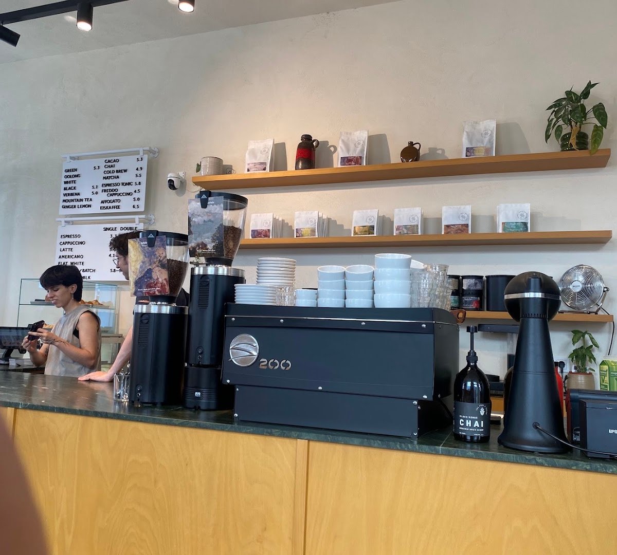 Interior of Jonas Reindl Coffee Roasters, specialty coffee shop in Vienna