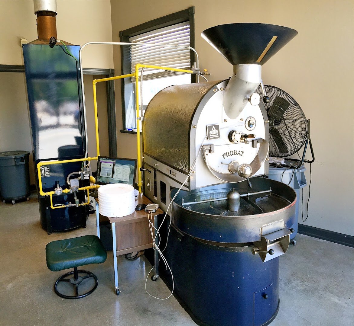 Interior of Tinker Coffee Co. Roastery, specialty coffee shop in Indianapolis
