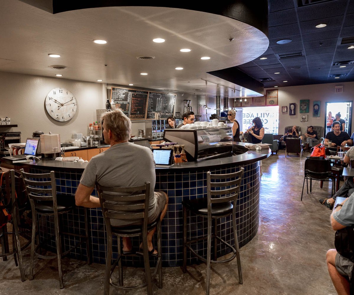 Interior of Village Coffee Roastery, specialty coffee shop in Scottsdale