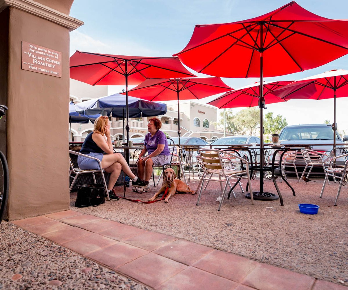Storefront of Village Coffee Roastery, specialty coffee shop in Scottsdale