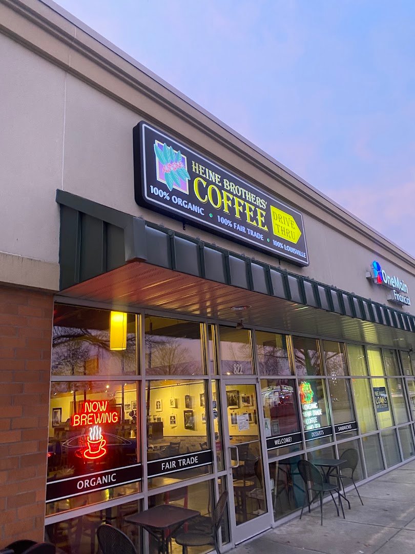 Storefront of Heine Brothers Coffee, specialty coffee shop in Louisville