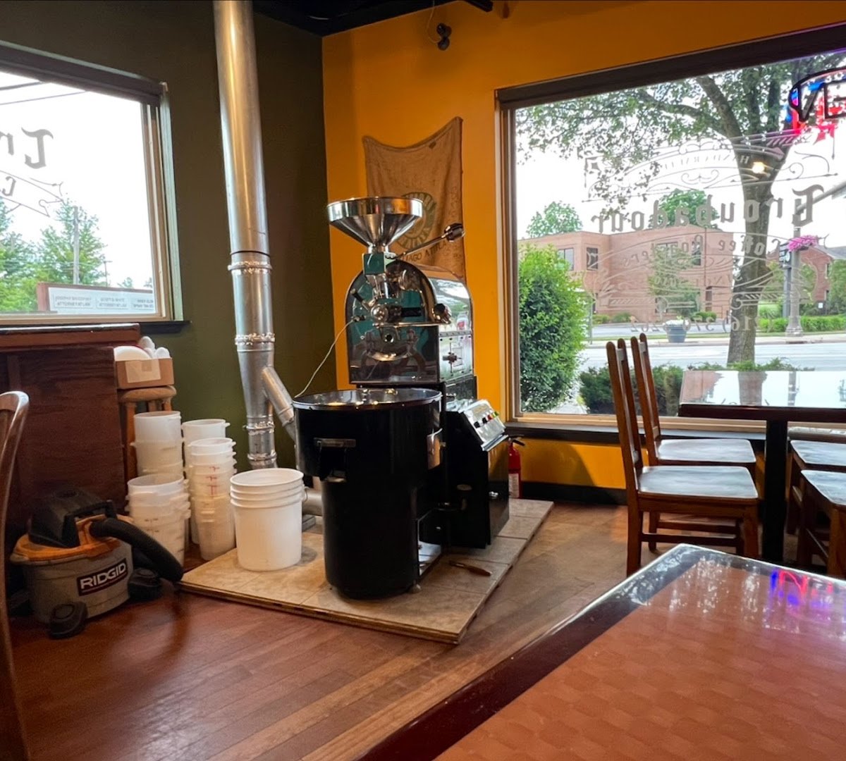 Interior of Troubadour Coffee Roasters, specialty coffee shop in Cleveland
