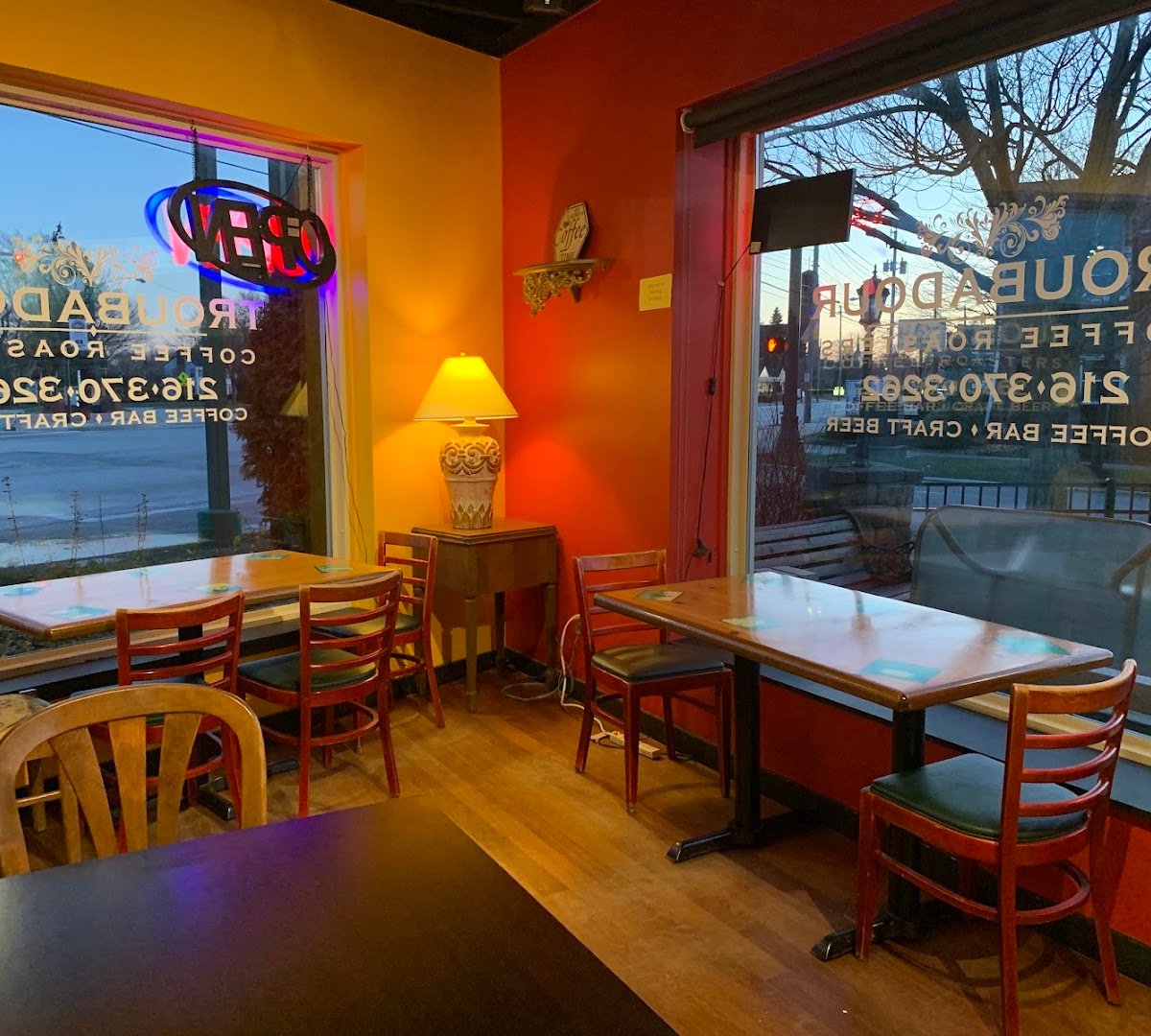 Interior of Troubadour Coffee Roasters, specialty coffee shop in Cleveland