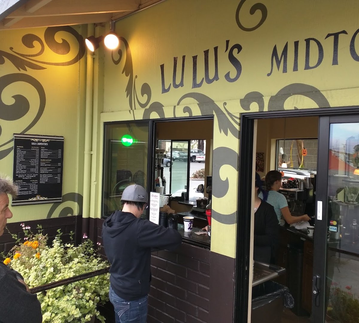 Storefront of Lulus Midtown, specialty coffee shop in Santa Cruz