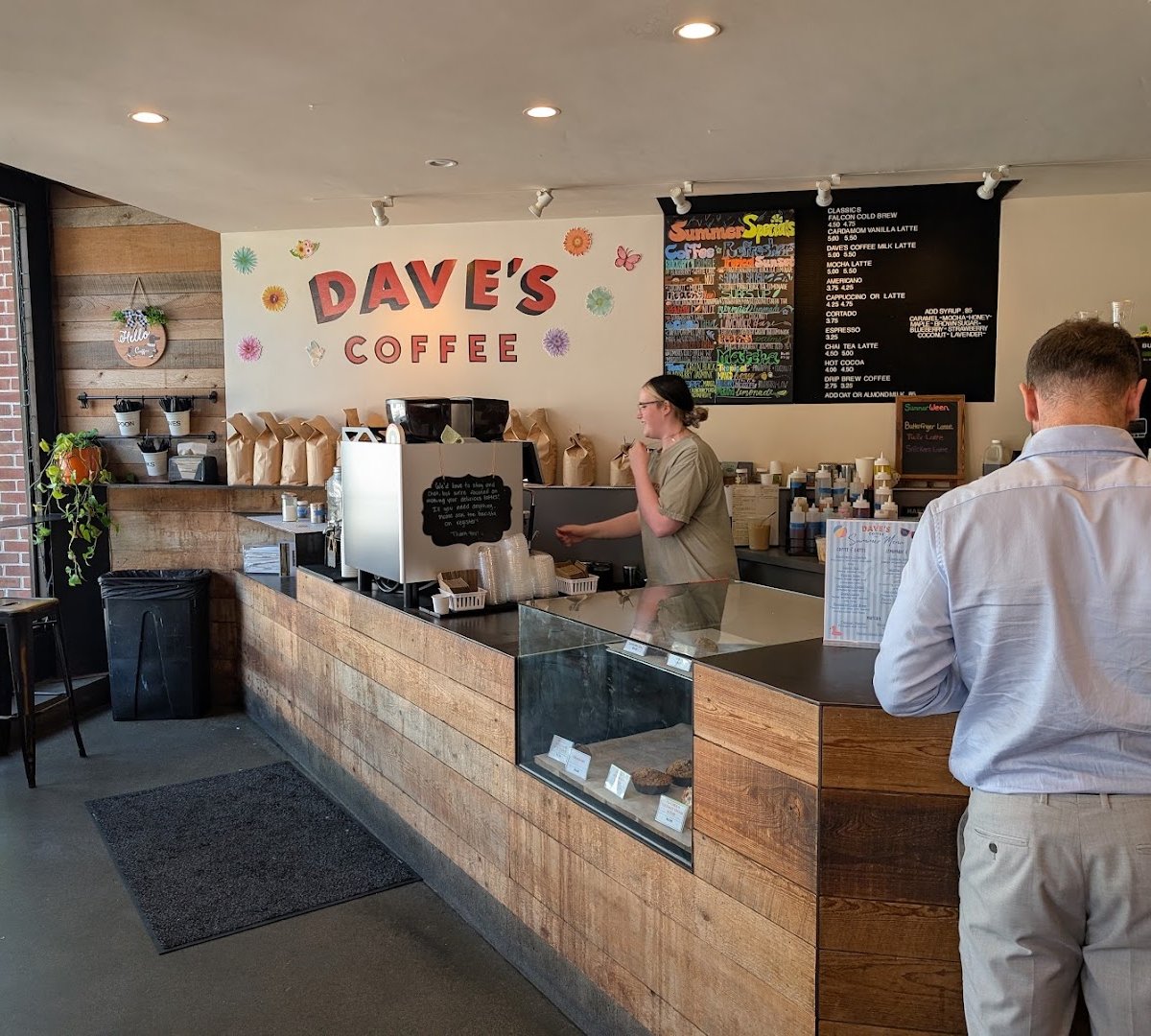 Interior of Dave's Coffee, specialty coffee shop in Providence