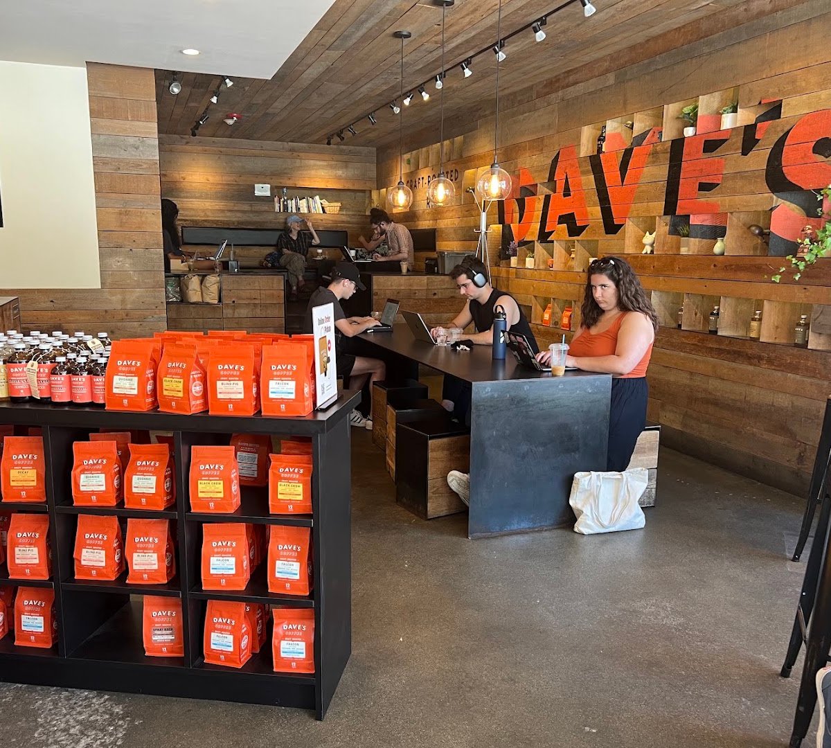 Interior of Dave's Coffee, specialty coffee shop in Providence