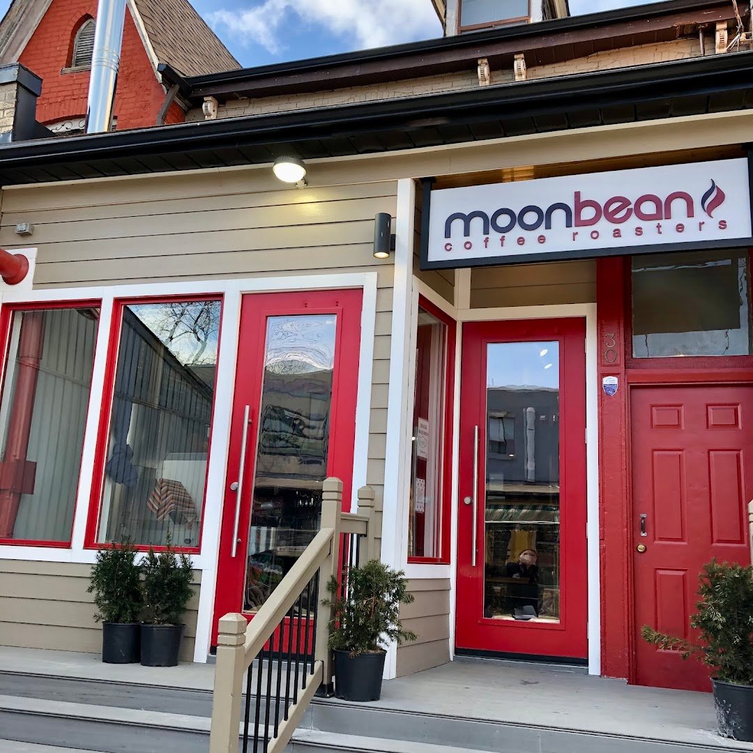 Storefront of Moonbean Coffee Company, specialty coffee shop in Toronto