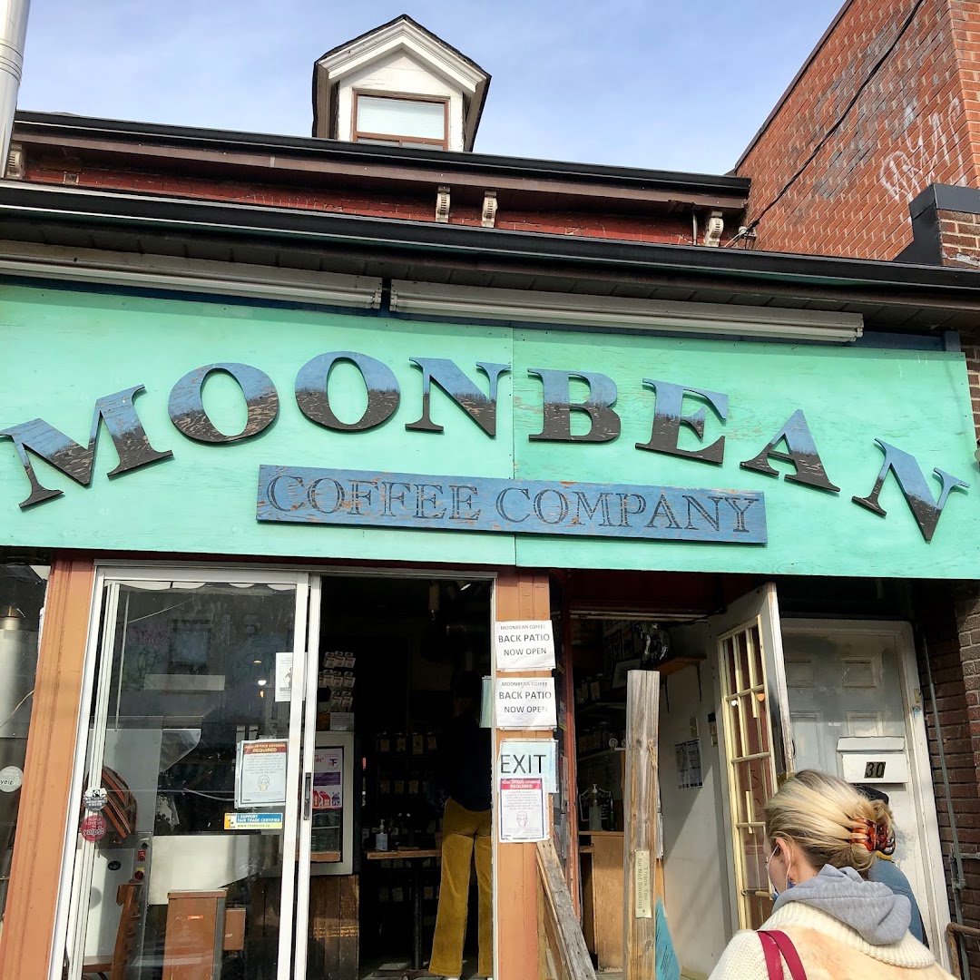 Storefront of Moonbean Coffee Company, specialty coffee shop in Toronto