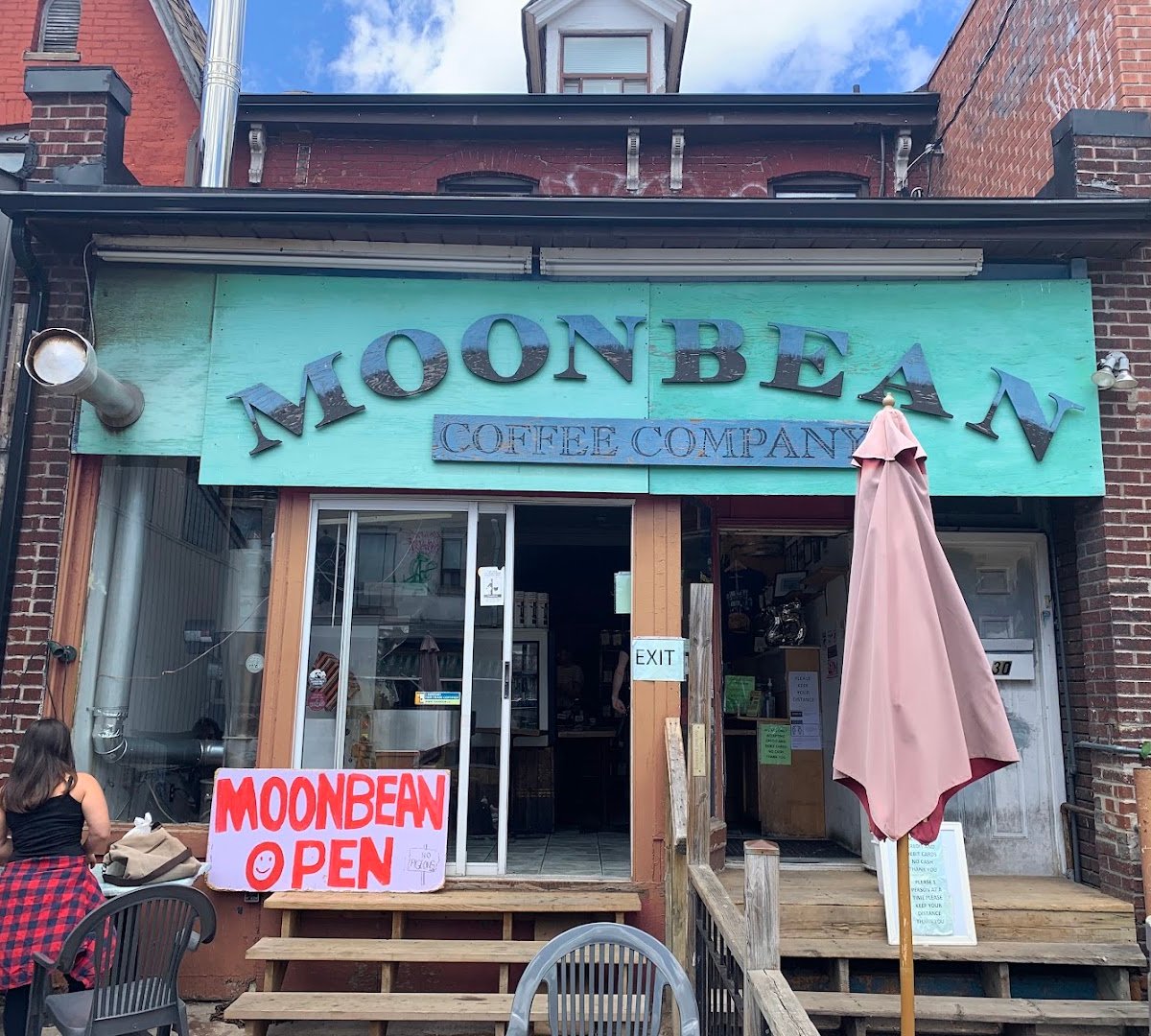 Storefront of Moonbean Coffee Company, specialty coffee shop in Toronto
