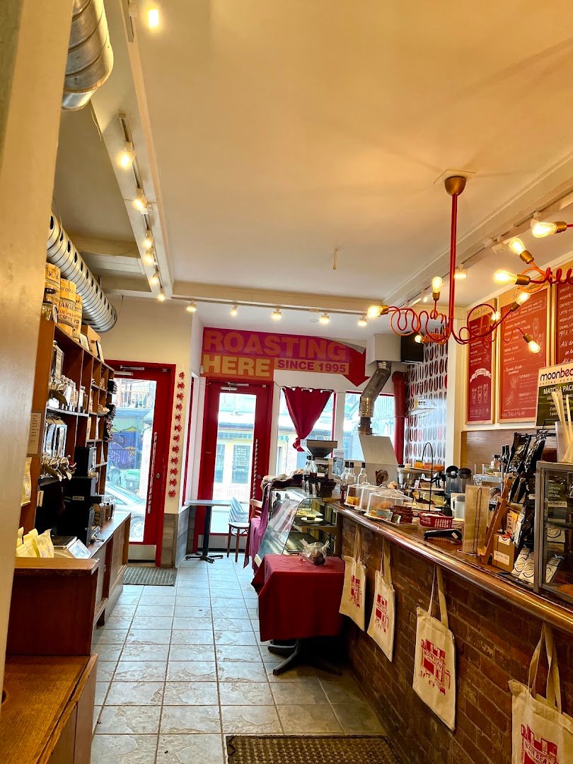 Interior of Moonbean Coffee Company, specialty coffee shop in Toronto