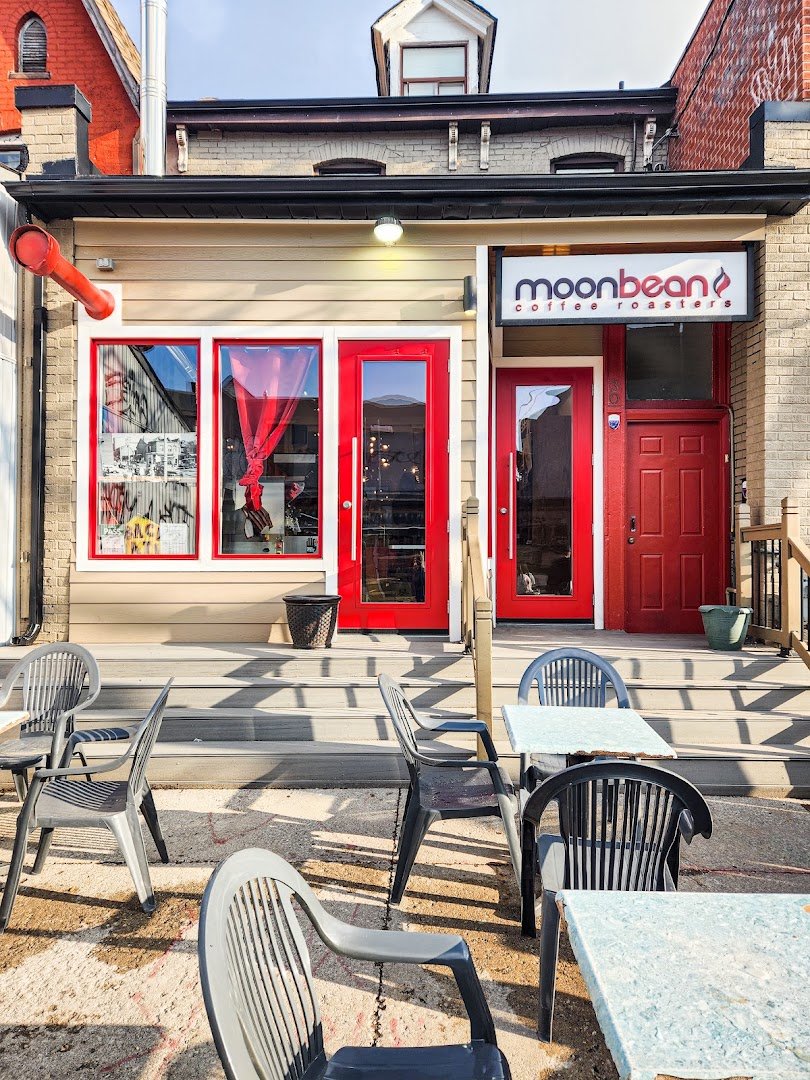 Storefront of Moonbean Coffee Company, specialty coffee shop in Toronto