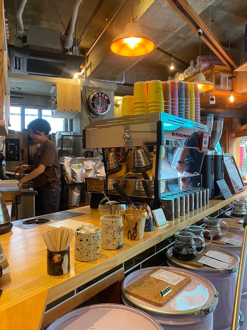 Interior of Mermaid Coffee Roasters, specialty coffee shop in Tokyo