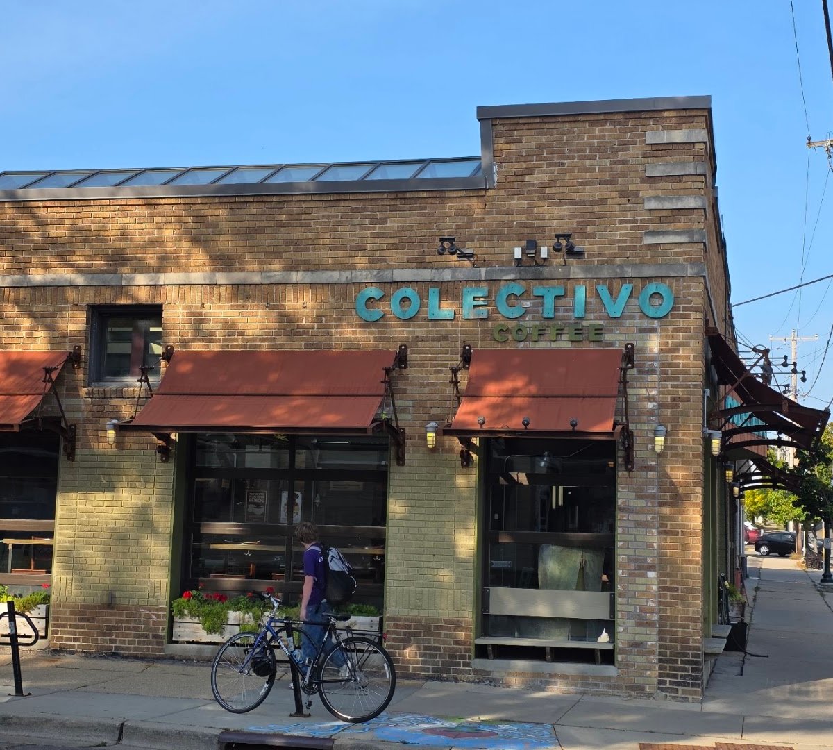 Storefront of Colectivo Coffee Monroe St., specialty coffee shop in Madison
