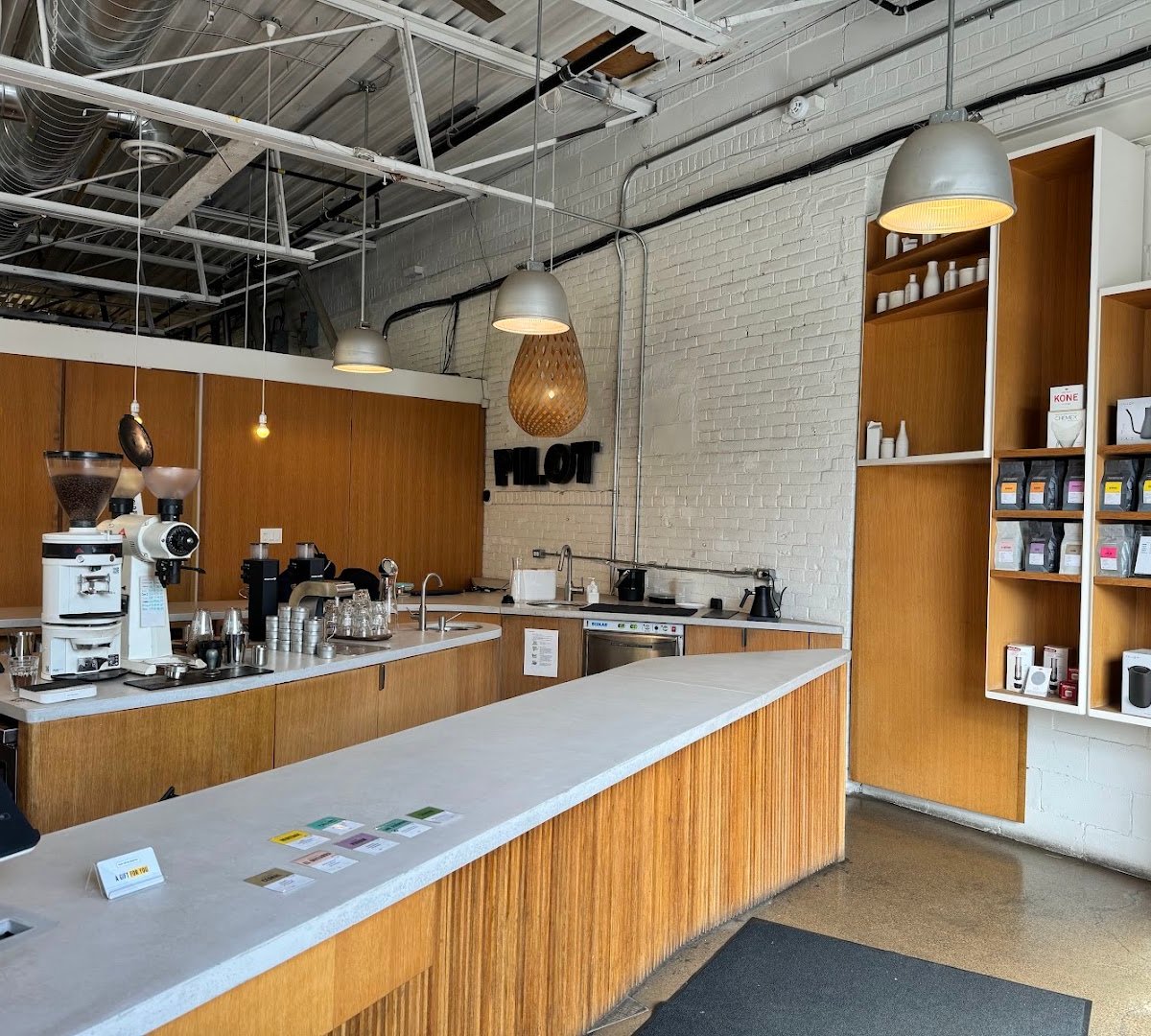 Interior of Pilot Coffee Roasters, specialty coffee shop in Toronto